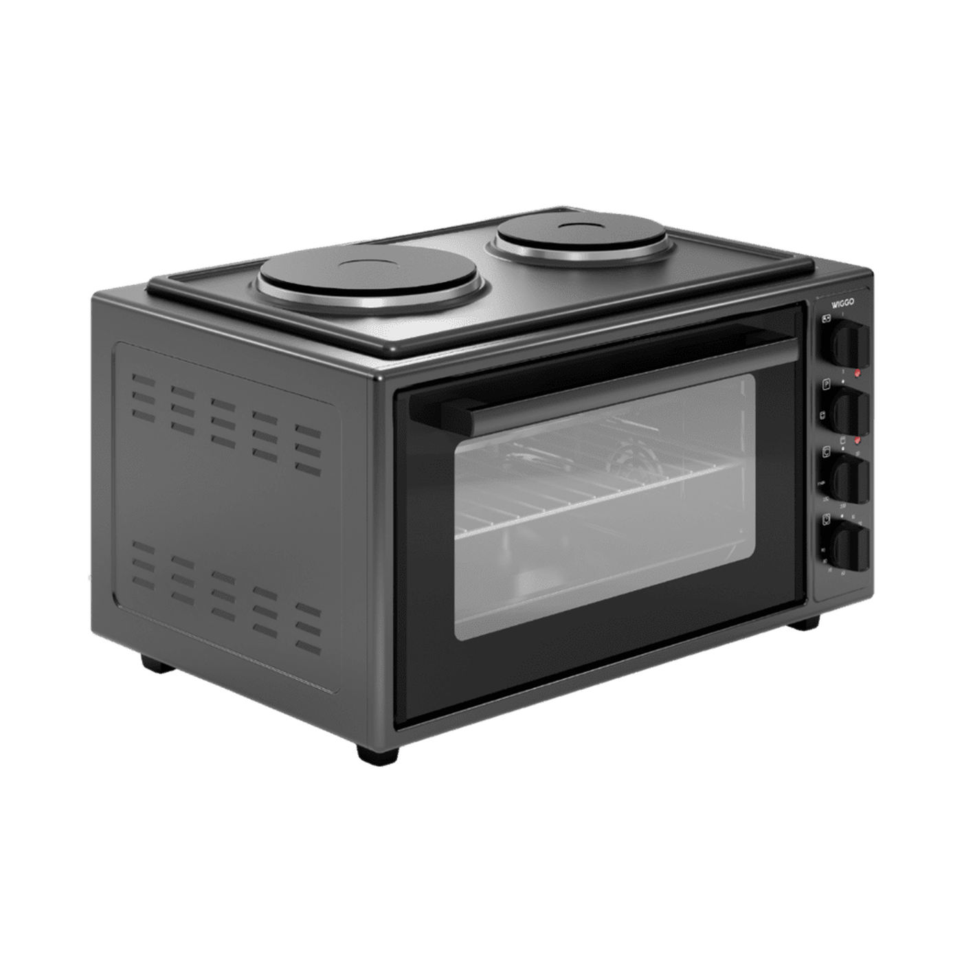 Wiggo WMO-E4562H(B) – Vrijstaande oven – 45 l – Zwart – Pizzastand – Grillfunctie