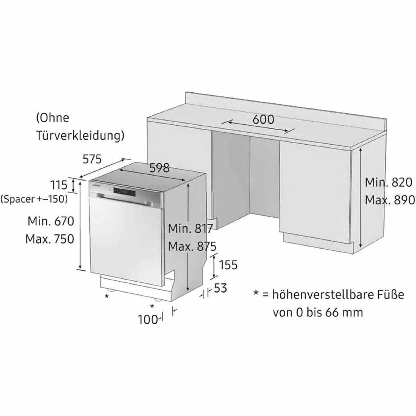 Samsung DW60M6031BB - Inbouw vaatwasser - Volledig geïntegreerd