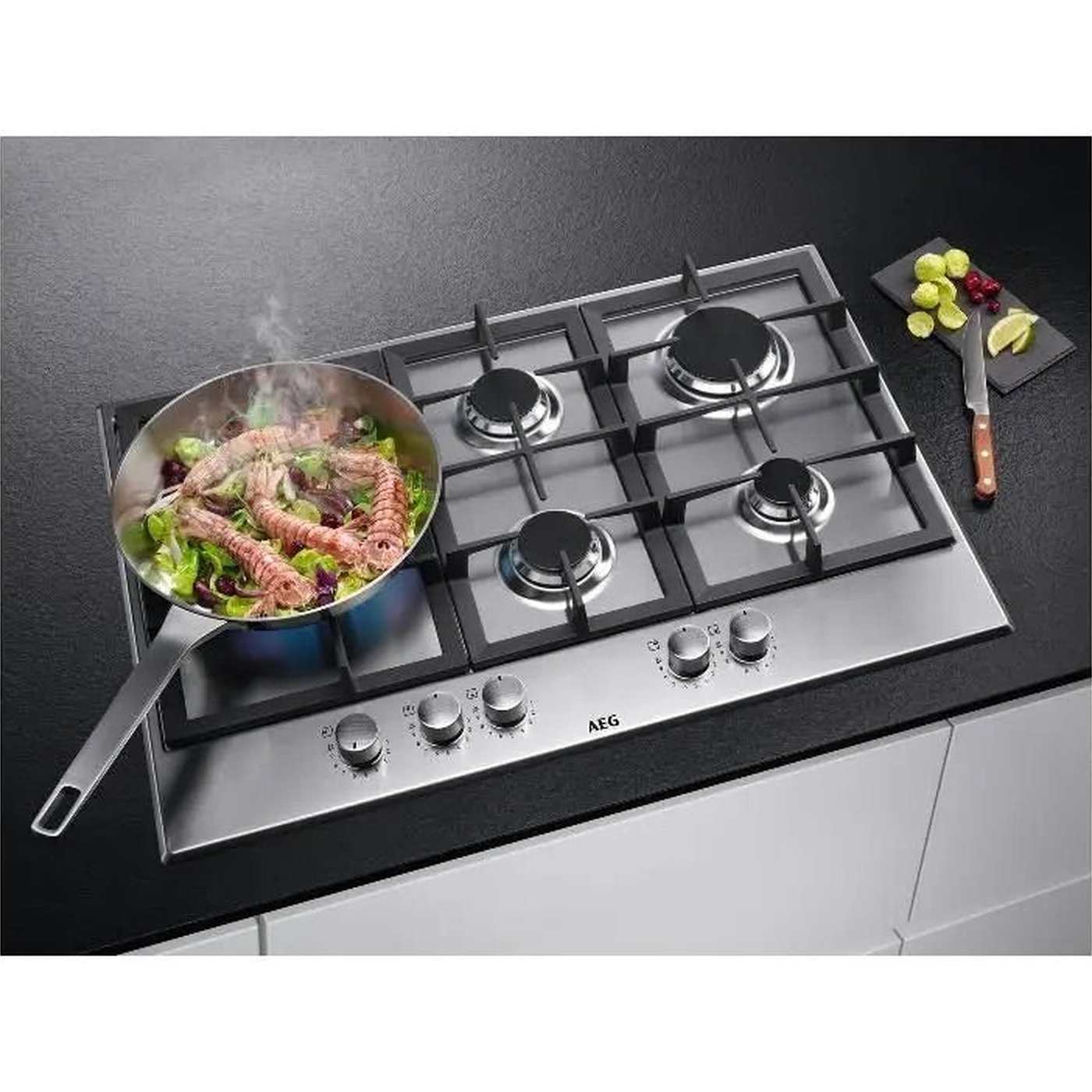 AEG HGB75520SM – Gaskookplaat – 75 cm breed – 5 zones – Krachtig – Direct leverbaar