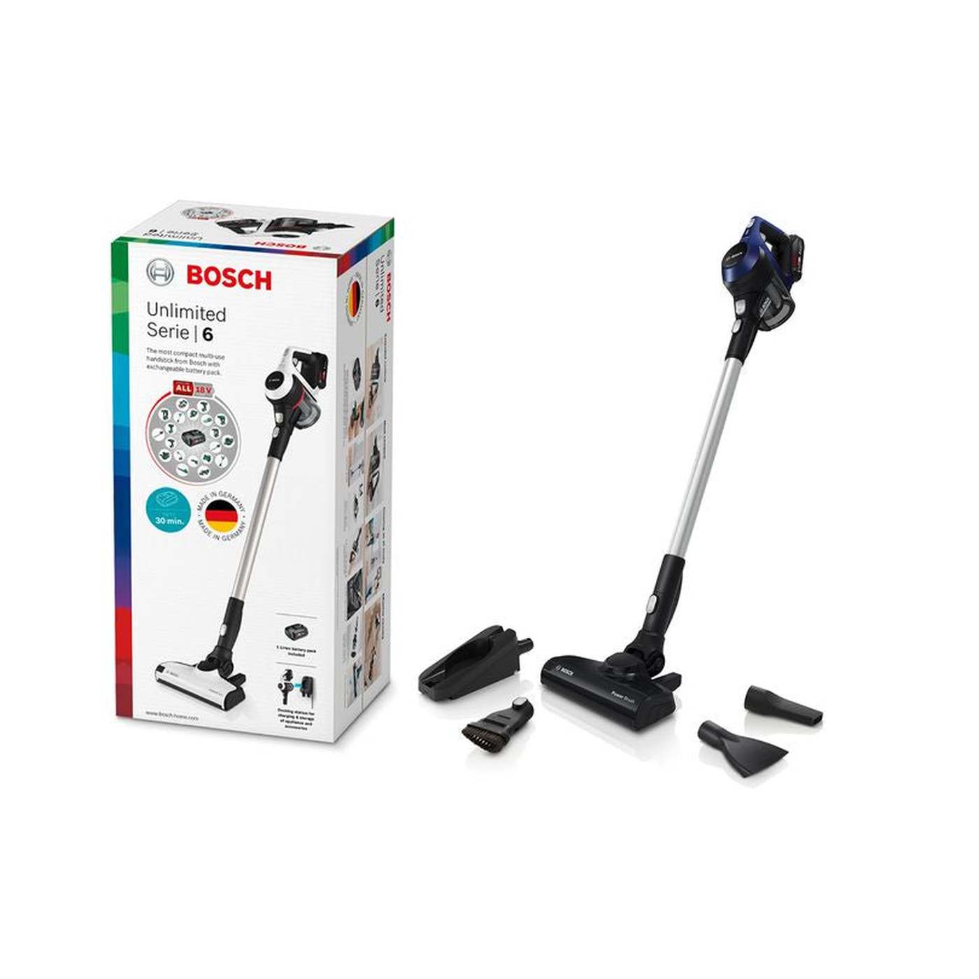 Bosch BBS611MAT – Steelstofzuiger – Accu – Zakloos – 700 W – Blauw – 30 min gebruik