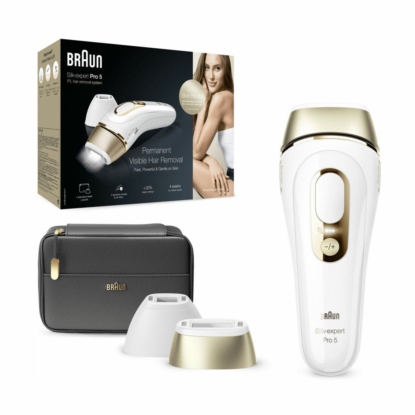 Braun Silk-expert Pro 5 PL5140 – IPL Ontharingsapparaat – 400.000 flitsen – SensoAdapt – Wit/Goud