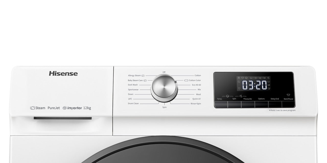 Hisense WFQA1214EVJM – Ruime Wasmachine – 12 kg – 1400 rpm – Energieklasse A – Wit
