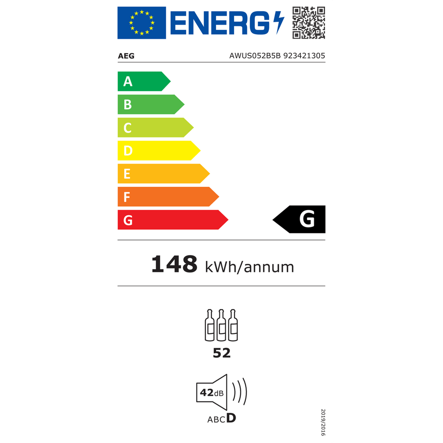 AEG AWUS052B5B - Wijnkoeling - Capaciteit: 52 flessen