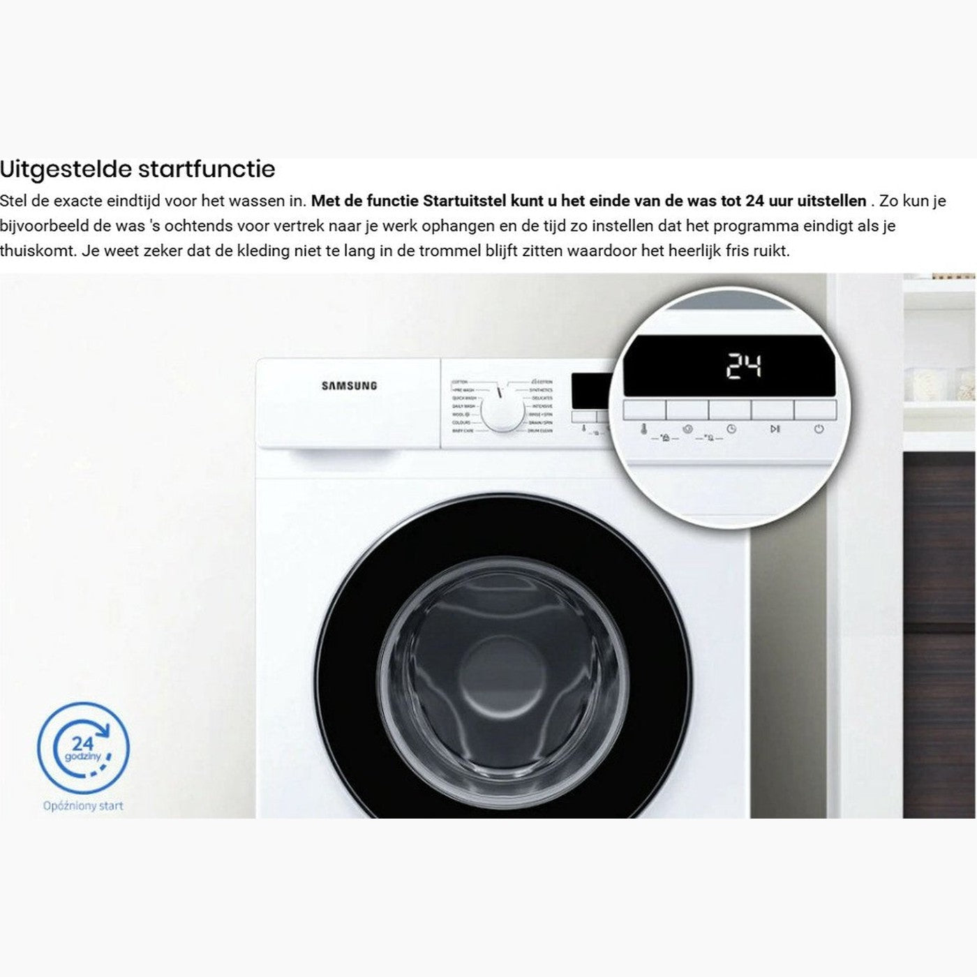 Samsung WW70T304MBW/LE – Voorlader wasmachine – 7 kg – 1400 rpm – Energiezuinig – Stil – Wit – Energieklasse D