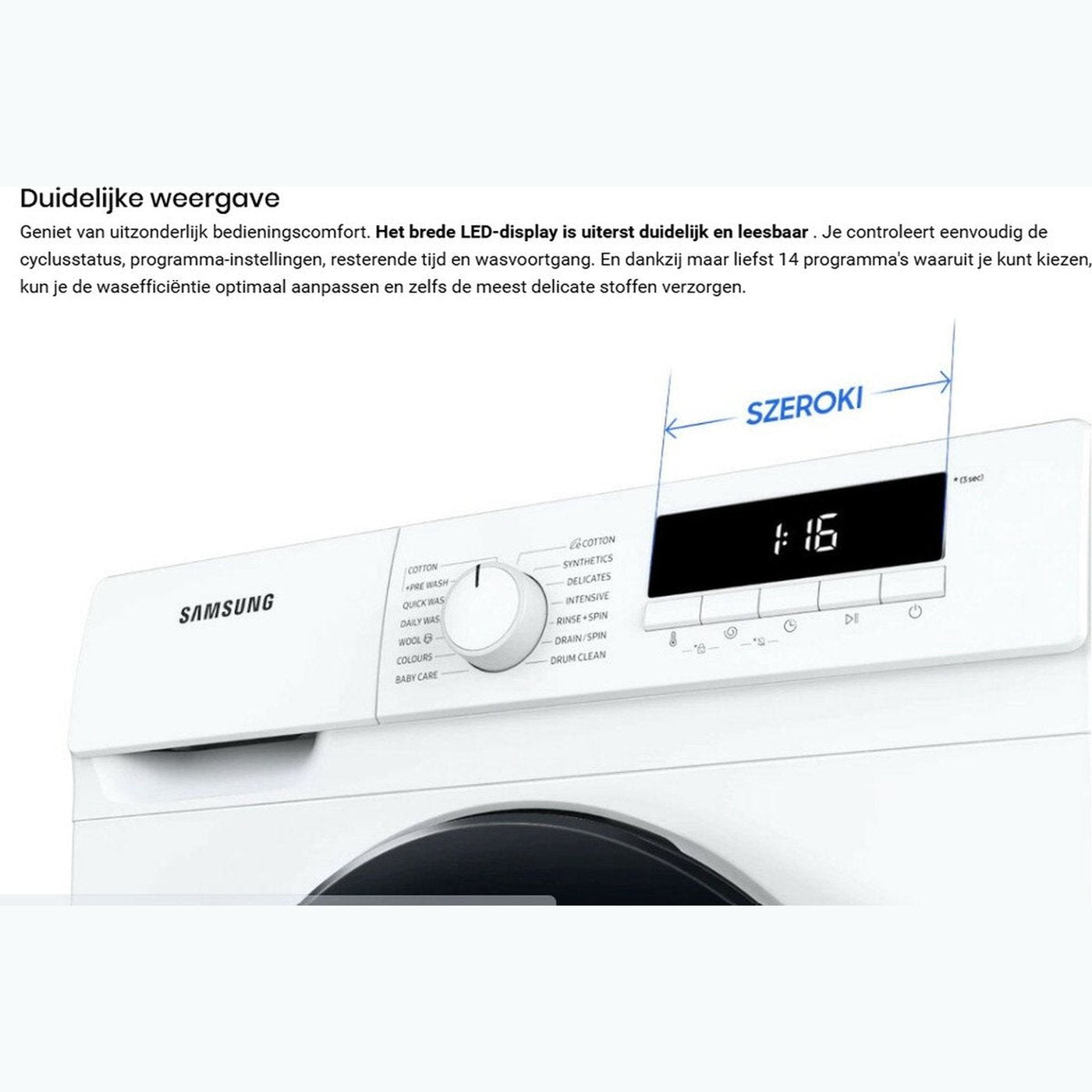 Samsung WW70T304MBW/LE – Voorlader wasmachine – 7 kg – 1400 rpm – Energiezuinig – Stil – Wit – Energieklasse D