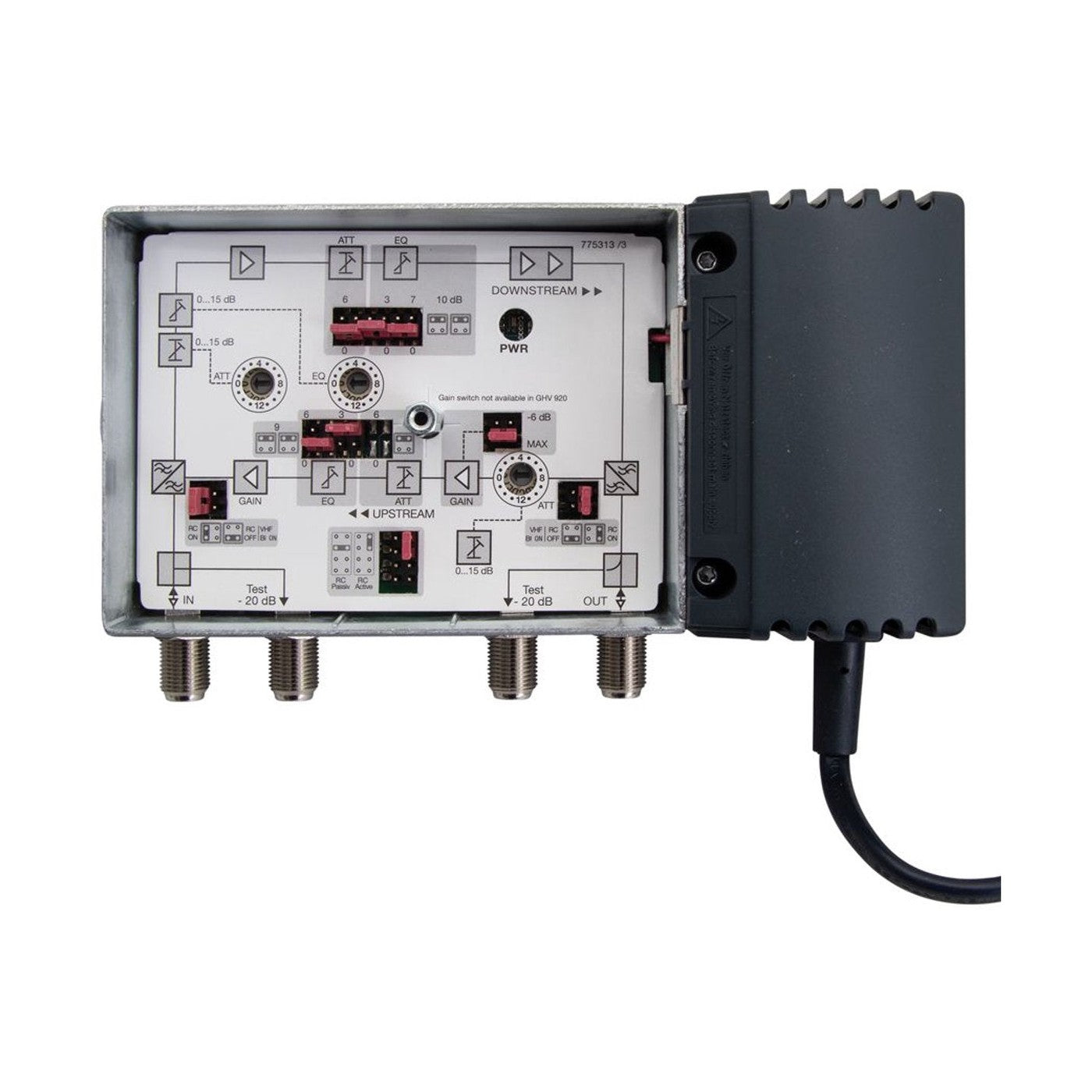 Triax GHV 930 – Antenneversterker – 30 dB – 9 uitgangen – Ruisarm – Instelbaar