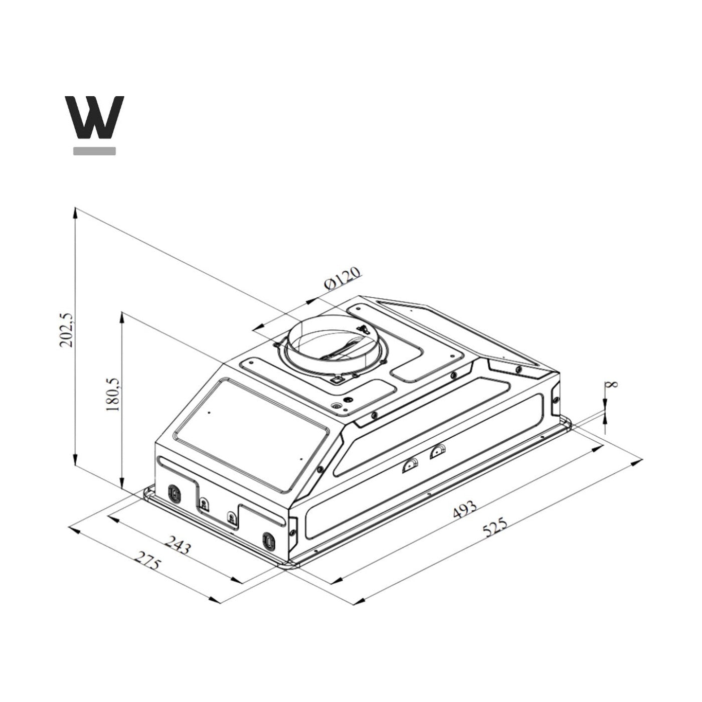 Wiggo WE-E573R(GB) – Inbouw Afzuigkap – Grijs RVS – 60 cm – LED – Stil – Energiezuinig