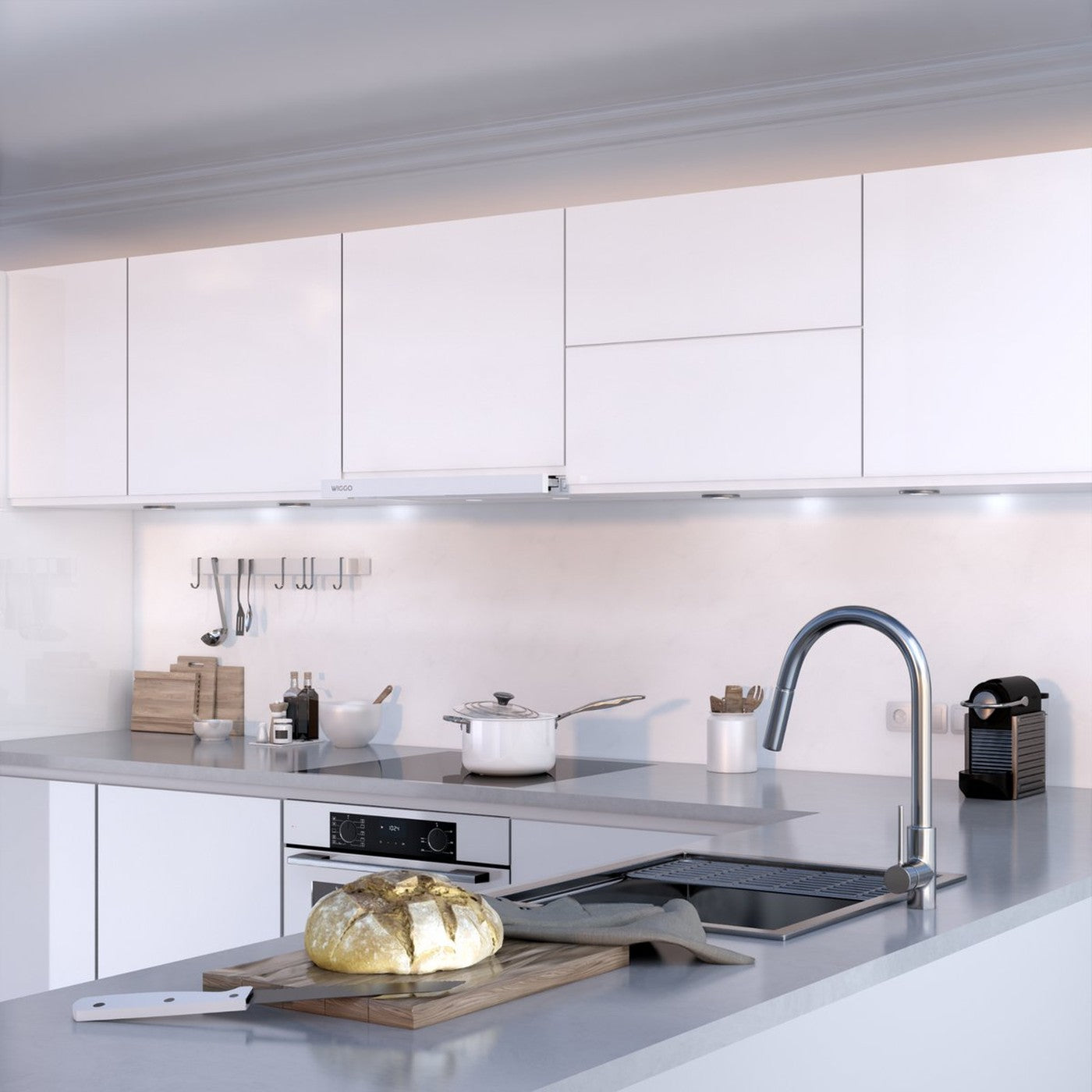Wiggo WE-E632ER(W) – Vlakscherm Afzuigkap – Wit – 60 cm – LED – Energiezuinig – Fluisterstil