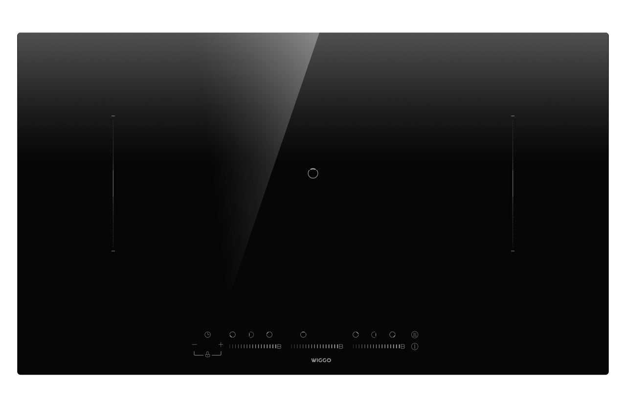 Wiggo WH-B935IRS(B) – Inductiekookplaat – 90 cm – 5 zones + 2 bridges – 7600W – Touch – Zwart – Keramisch glas – 3-fase