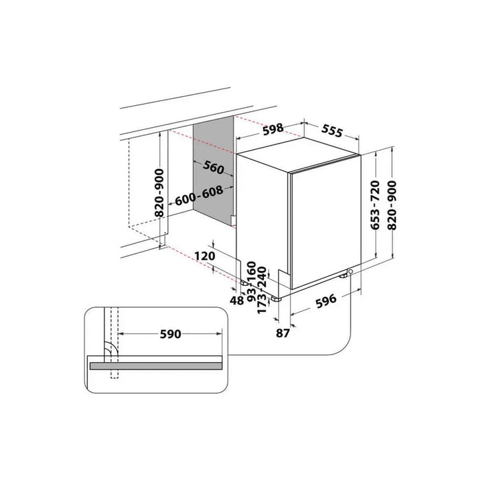 Whirlpool WIO3O26PL - Inbouw vaatwasser - Volledig geïntegreerd
