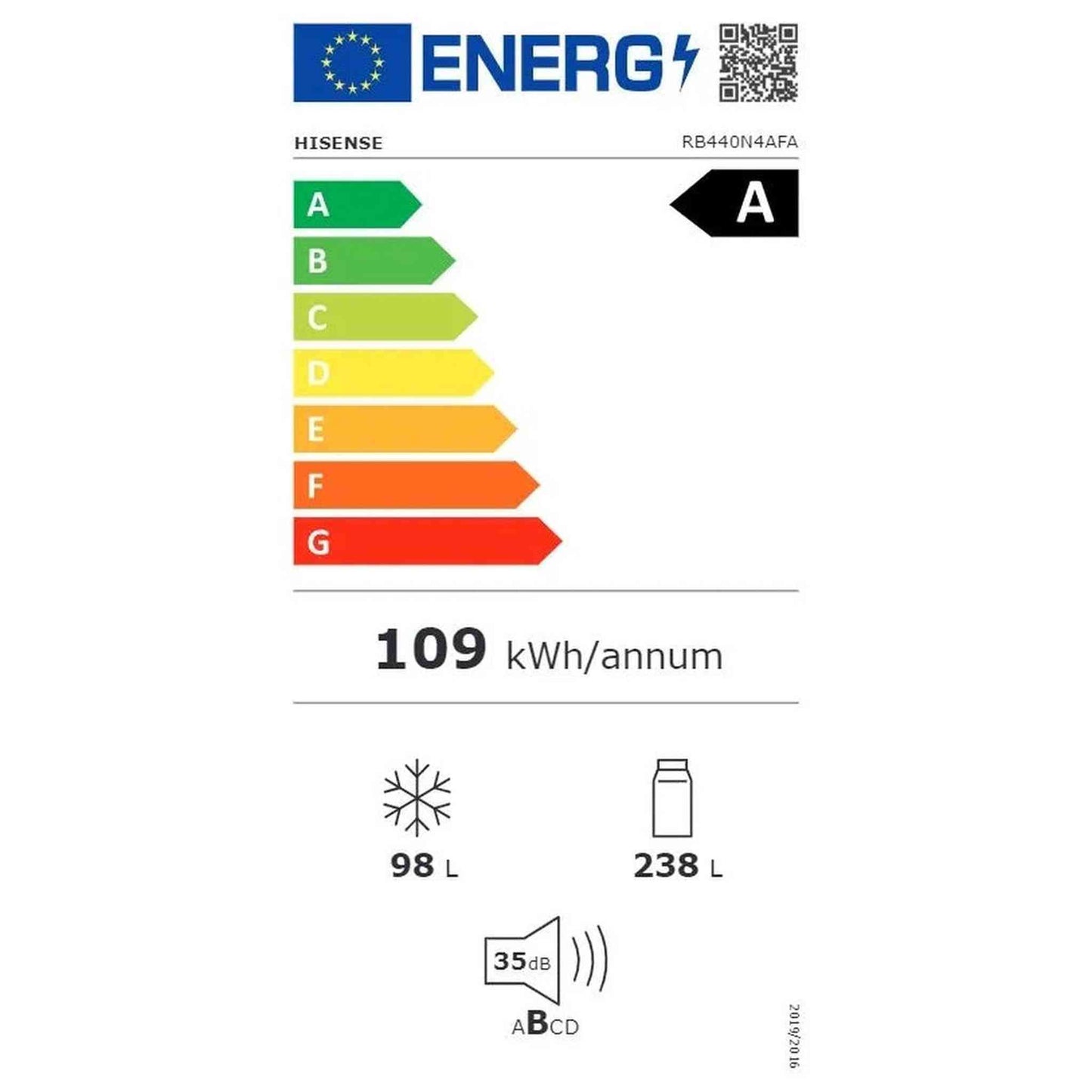 Hisense RB440N4AFA - Koel-vriescombinatie - No Frost