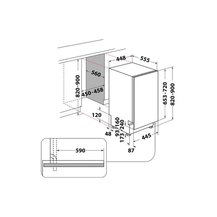 Whirlpool WSIC3M27 - Inbouw vaatwasser - Volledig geïntegreerd