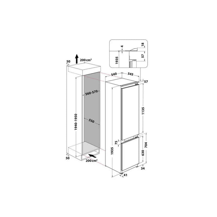Whirlpool WHC20T352 - Inbouw Koel-vriescombinatie - No Frost