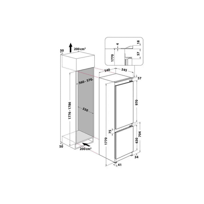 Whirlpool WHC18T132 - Inbouw Koel-vriescombinatie - No Frost