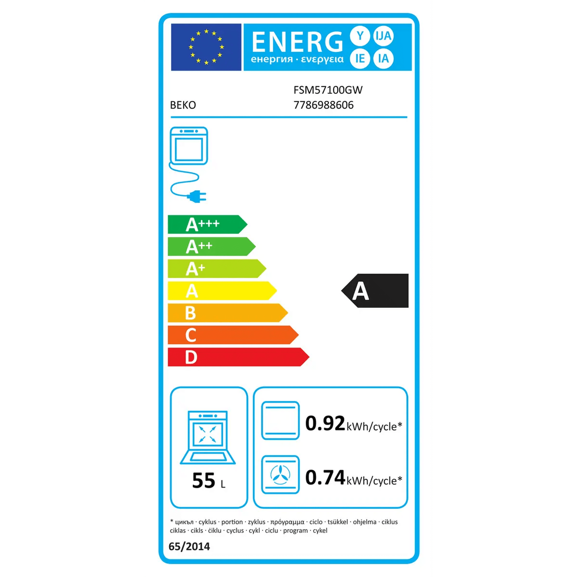 Beko FSM57100GW - Inductie fornuis