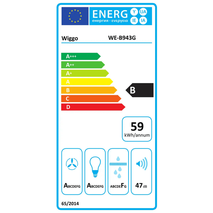 Wiggo WE-B943G B - Wandschouw Afzuigkap
