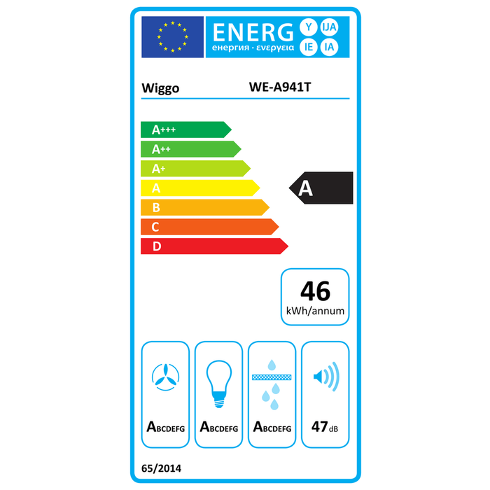 Wiggo WE-A941T G - Wandschouw Afzuigkap