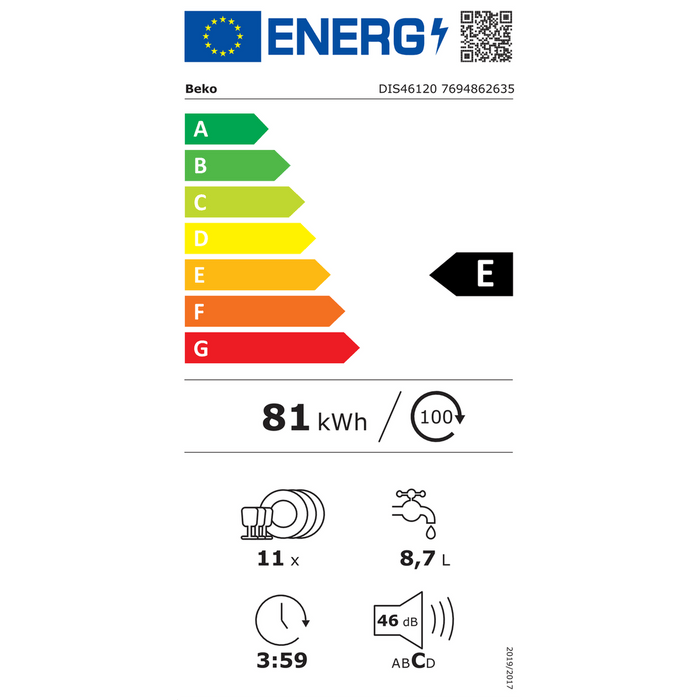 Beko DIS46120 - Inbouw vaatwasser - Volledig geïntegreerd