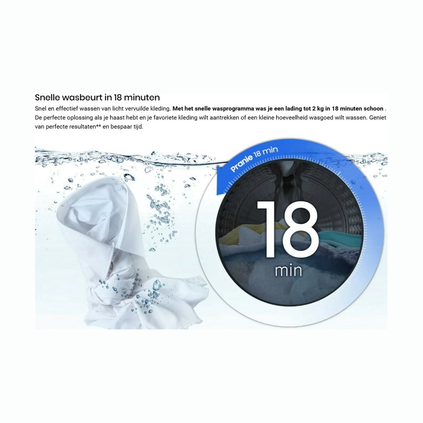 Samsung WW70T304MBW/LE – Voorlader wasmachine – 7 kg – 1400 rpm – Energiezuinig – Stil – Wit – Energieklasse D