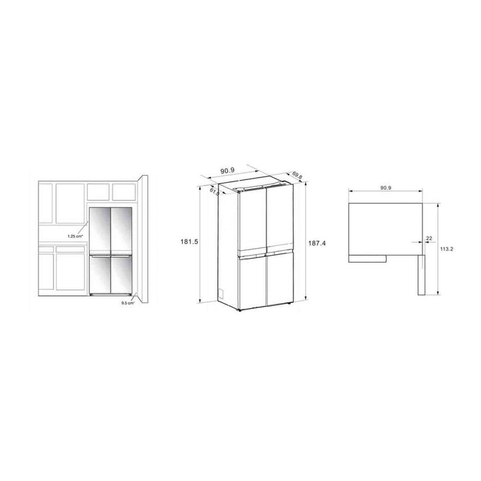 Whirlpool WQ9B2LEF – Koelkast – Energieklasse E, Ruime 594L met 4-sterren vriesvak