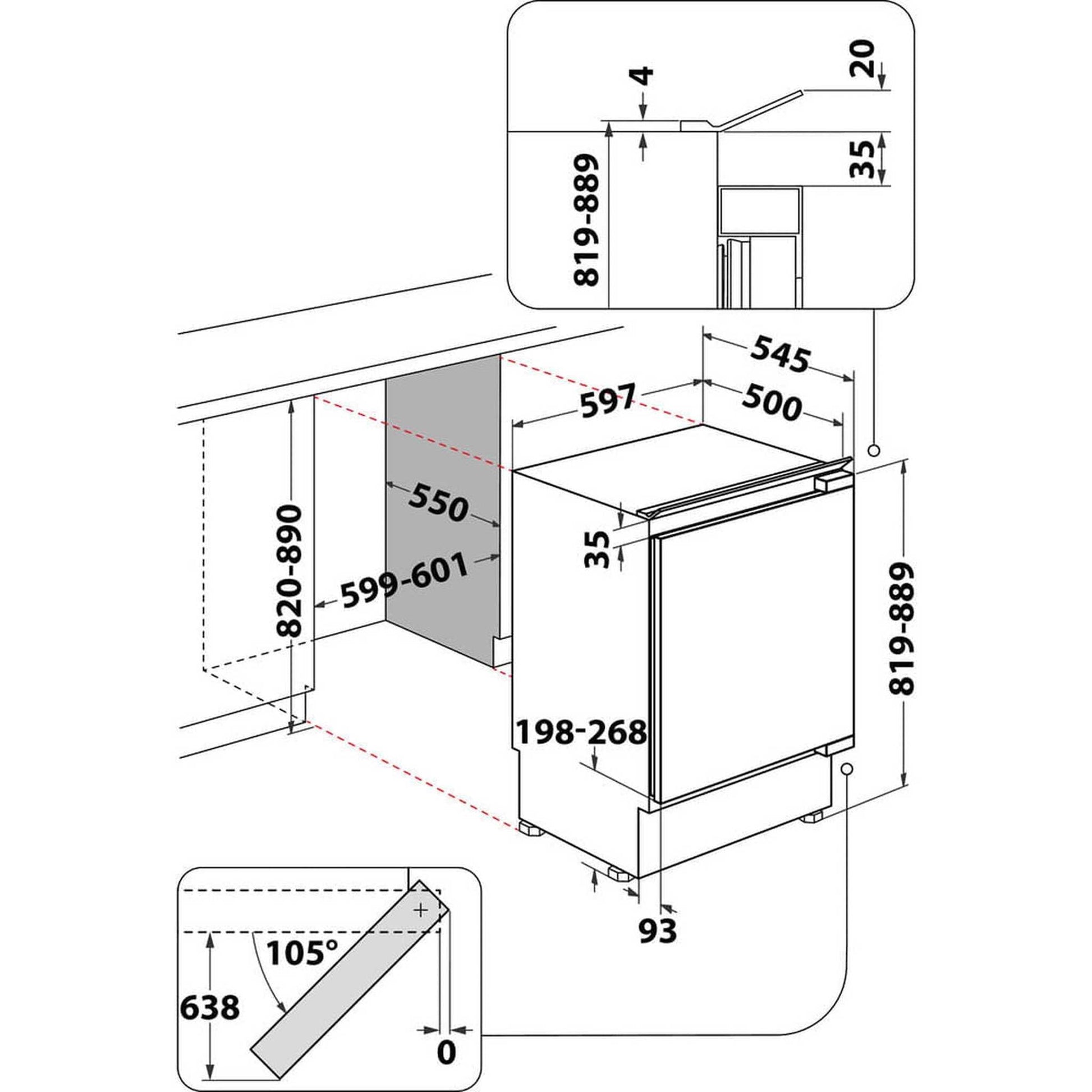 Whirlpool WBUL021 - Inbouw tafelmodel koelkast