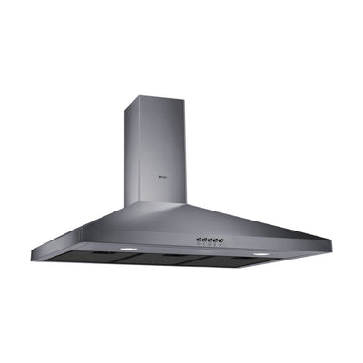 Wiggo WE-C930P(G) – Wandschouw Afzuigkap – Grijs – 90 cm – RVS – Stil – LED-verlichting
