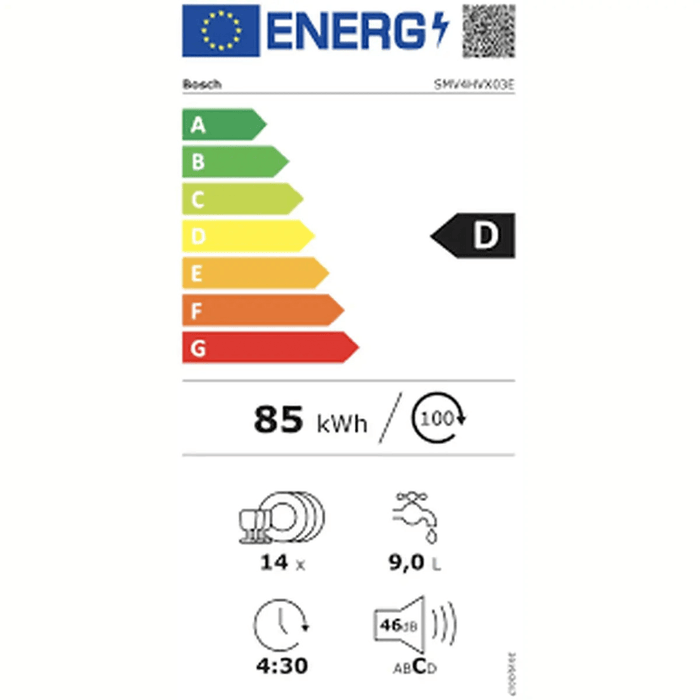 Bosch SMV4HVX03E - Inbouw vaatwasser - Volledig geïntegreerd